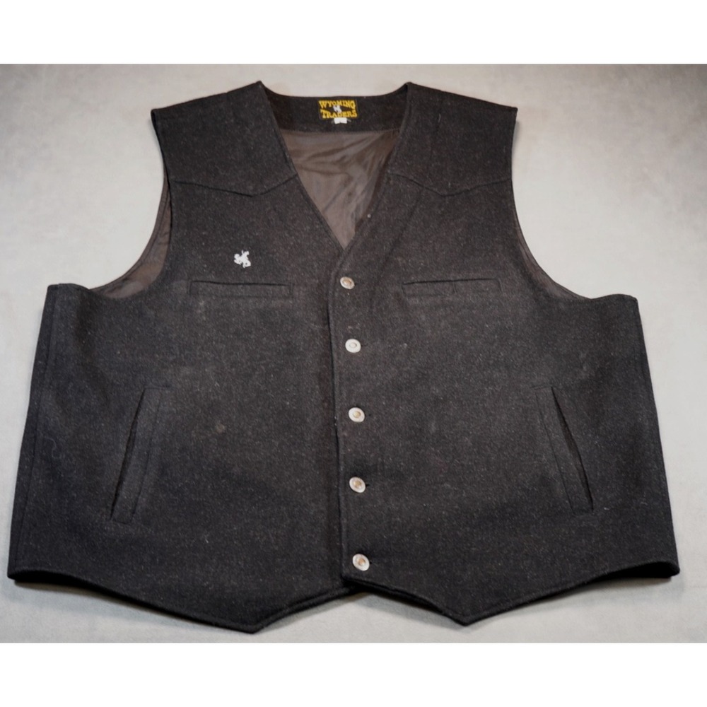 Wyoming Traders Vest Wool Button Up Western Cowboy Black Mens 2XL